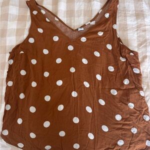 Old Navy Brown Polka Dot V-Neck Tank Top